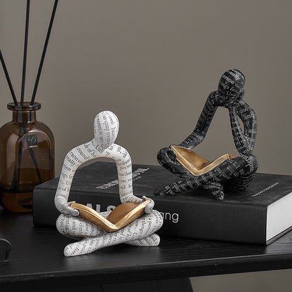 Abstract Reader & Thinker Couple Figurine Set