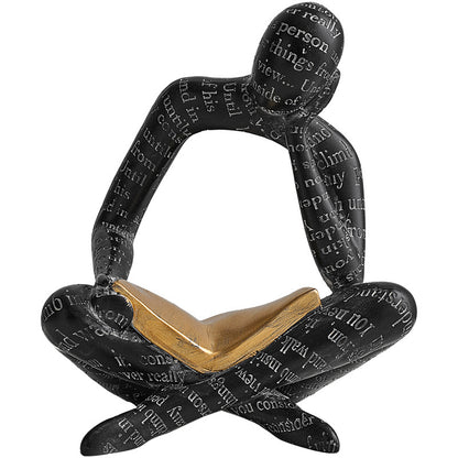 Abstract Reader & Thinker Couple Figurine Set