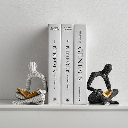 Abstract Reader & Thinker Couple Figurine Set