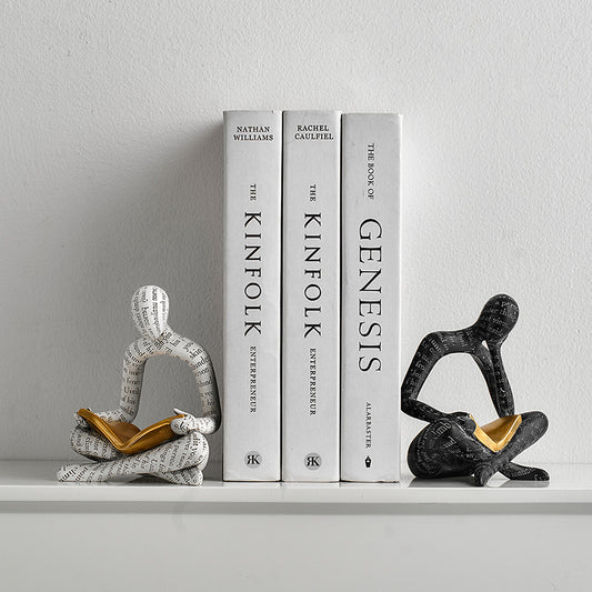 Abstract Reader & Thinker Couple Figurine Set
