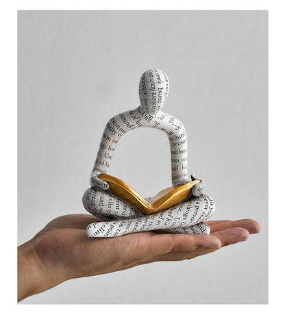 Abstract Reader & Thinker Couple Figurine Set