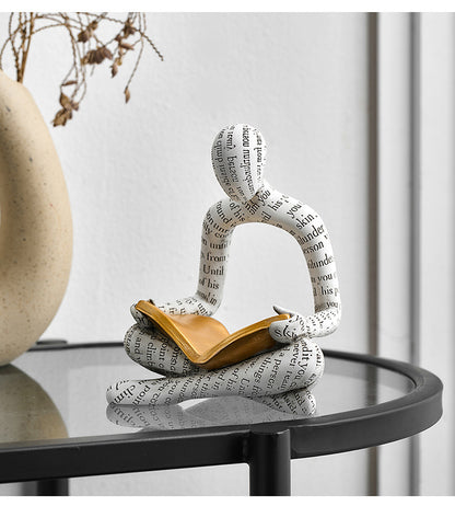 Abstract Reader & Thinker Couple Figurine Set