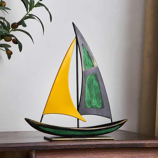 Minimalist Iron Sailboat Sculpture Home Decor