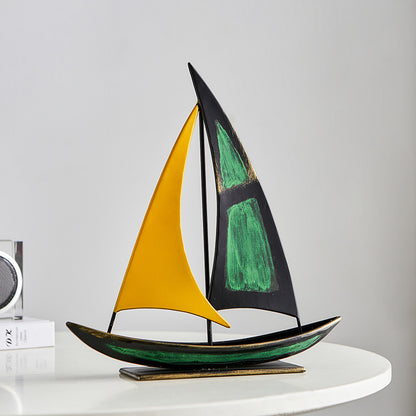 Minimalist Iron Sailboat Sculpture Home Decor