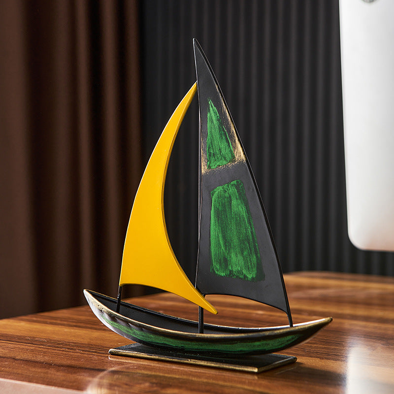 Minimalist Iron Sailboat Sculpture Home Decor