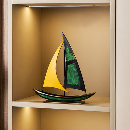 Minimalist Iron Sailboat Sculpture Home Decor