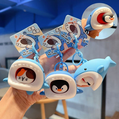 Shark Squeeze Pop-Out Fidget Keychain Toy