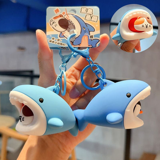 Shark Squeeze Pop-Out Fidget Keychain Toy