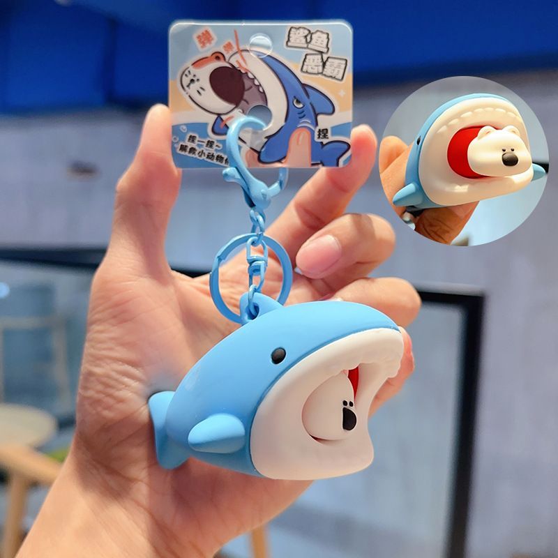 Shark Squeeze Pop-Out Fidget Keychain Toy