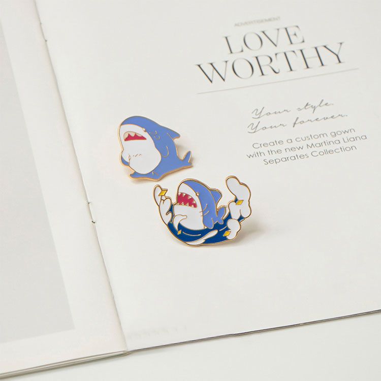 Cute Shark Enamel Pin Set Japanese Cartoon