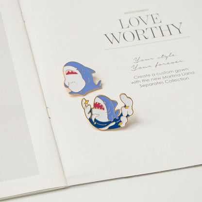 Cute Shark Enamel Pin Set Japanese Cartoon