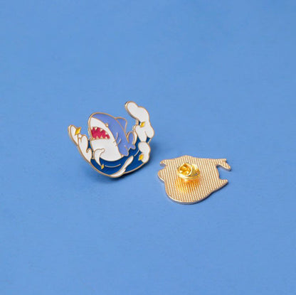Cute Shark Enamel Pin Set Japanese Cartoon