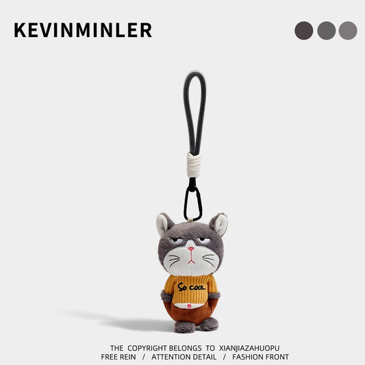 Cute Grumpy Animal Plush Keychain Bag Charm