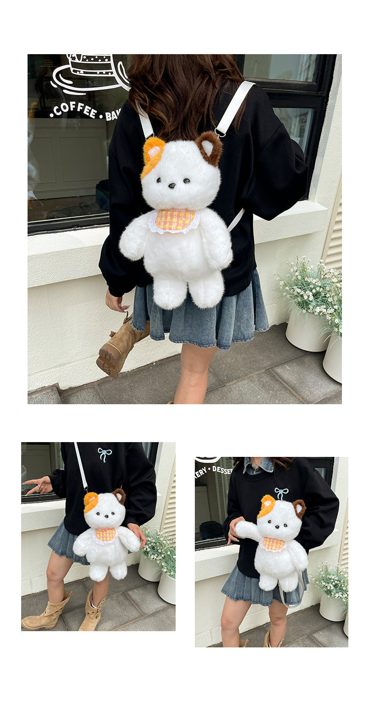 Cute Calico Cat Plush Shoulder Bag Women