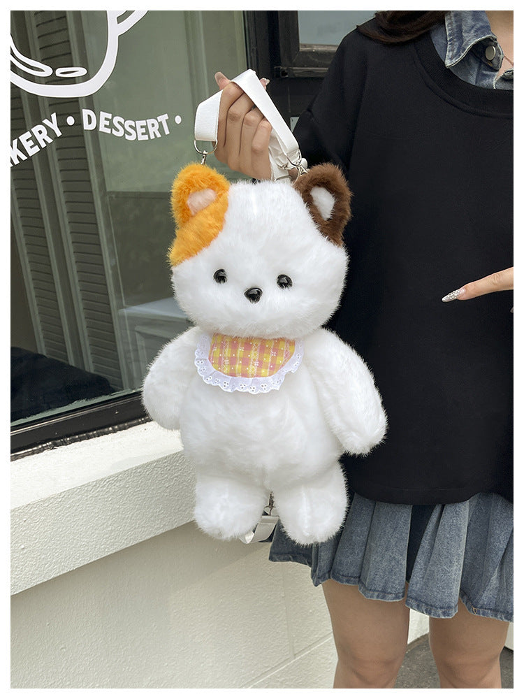 Cute Calico Cat Plush Shoulder Bag Women
