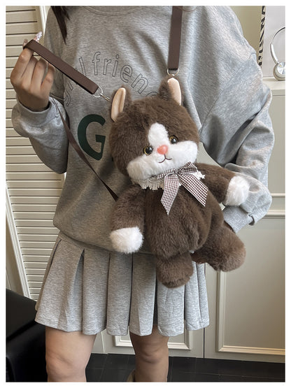 Cute Cat Plush Mini Backpack for Women
