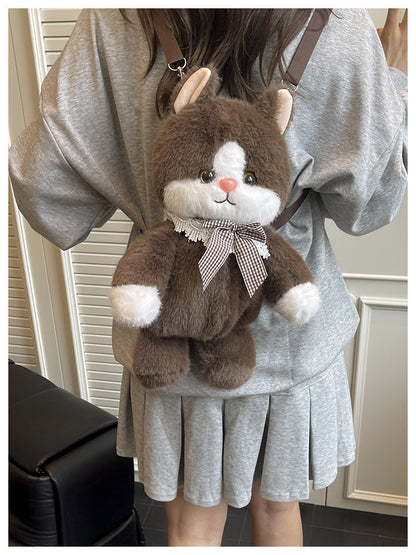 Cute Cat Plush Mini Backpack for Women