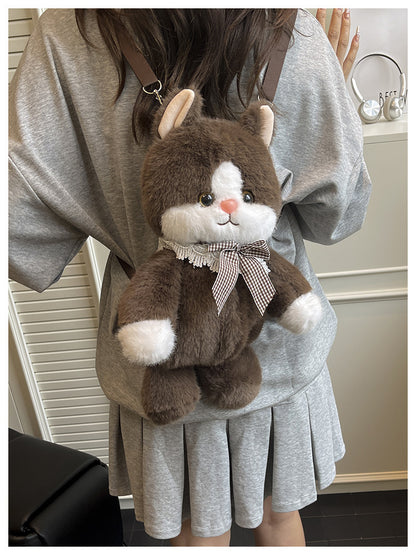 Cute Cat Plush Mini Backpack for Women