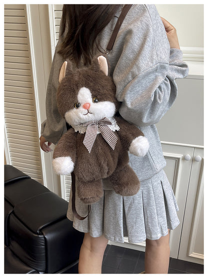 Cute Cat Plush Mini Backpack for Women