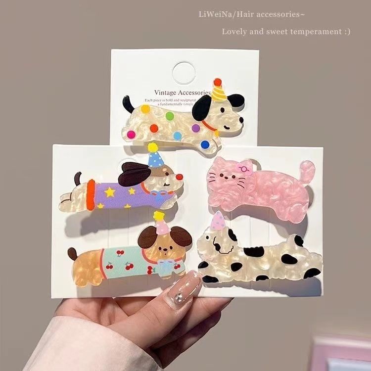 Cute Cartoon Puppy Hair Clips Set of 5