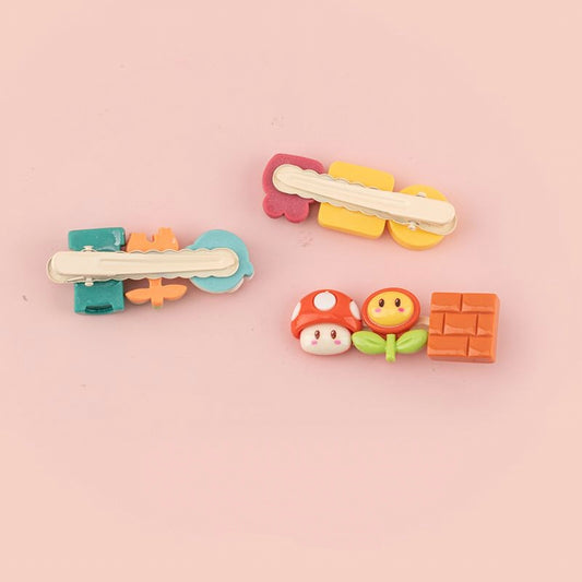 Cute Mario Cartoon Hair Clips Set of 3