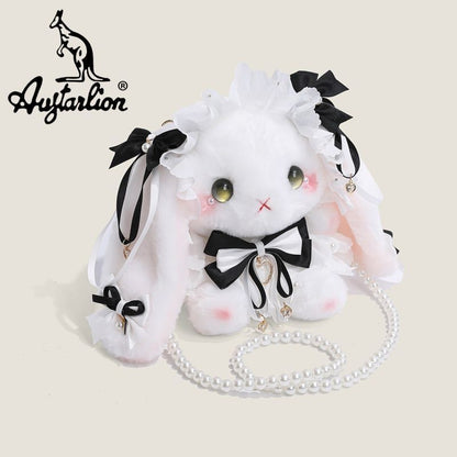 Augtarlion Lolita Pearl Bow Plush Crossbody Bag Gift
