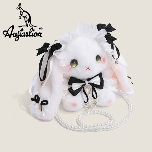 Augtarlion Lolita Pearl Bow Plush Crossbody Bag Gift