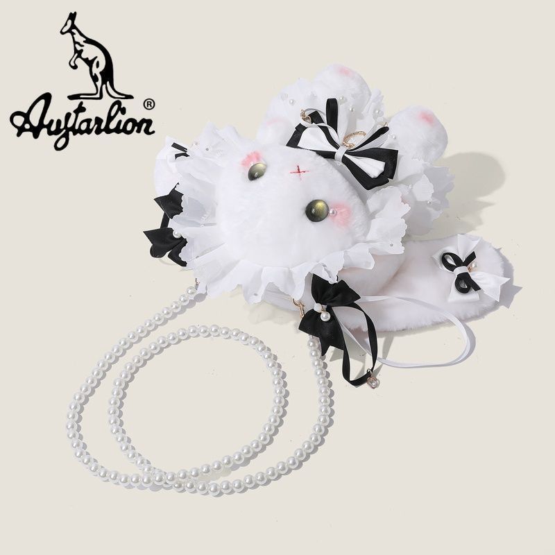 Augtarlion Lolita Pearl Bow Plush Crossbody Bag Gift