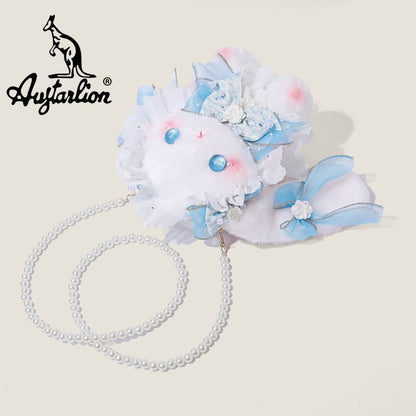 Augtarlion Cute Rabbit Plush Crossbody Bag Blue Floral Gift