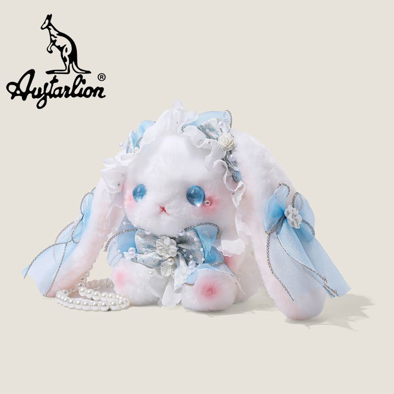 Augtarlion Cute Rabbit Plush Crossbody Bag Blue Floral Gift