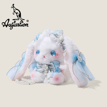 Augtarlion Cute Rabbit Plush Crossbody Bag Blue Floral Gift