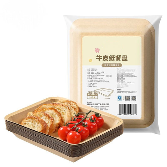 Disposable Kraft Paper Rectangular Plates 20 Pack