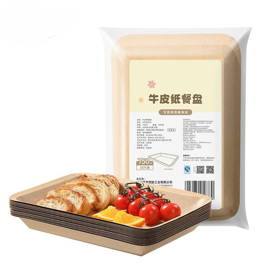 Disposable Kraft Paper Rectangular Plates 20 Pack