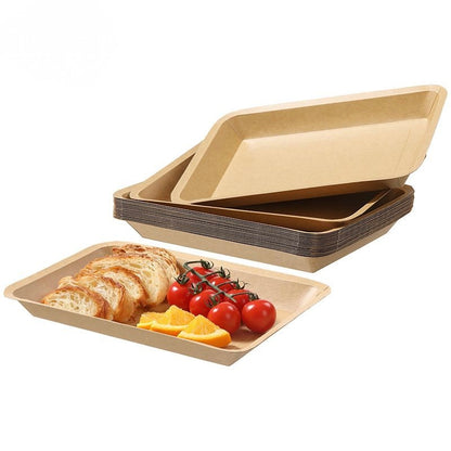 Disposable Kraft Paper Rectangular Plates 20 Pack