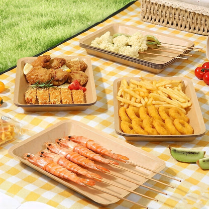 Disposable Kraft Paper Rectangular Plates 20 Pack