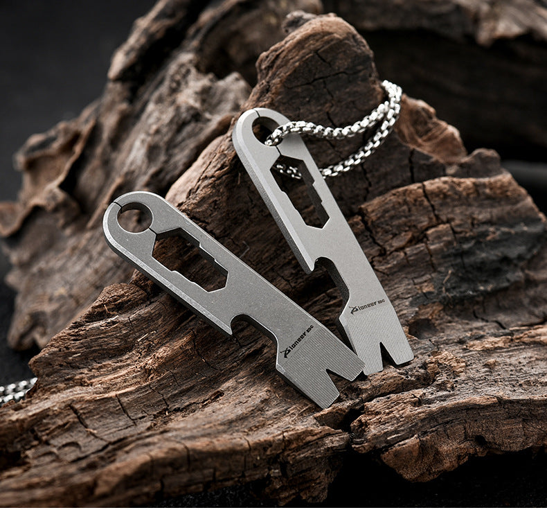 PioneerEDC Titanium Mini Pry Bar Multitool Bottle Opener