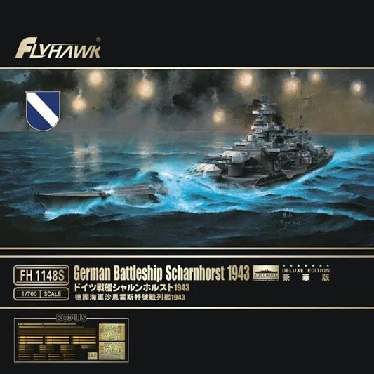 Flyhawk FH1148S 1/700 Scharnhorst 1943 Deluxe Full Hull Battleship Model Kit