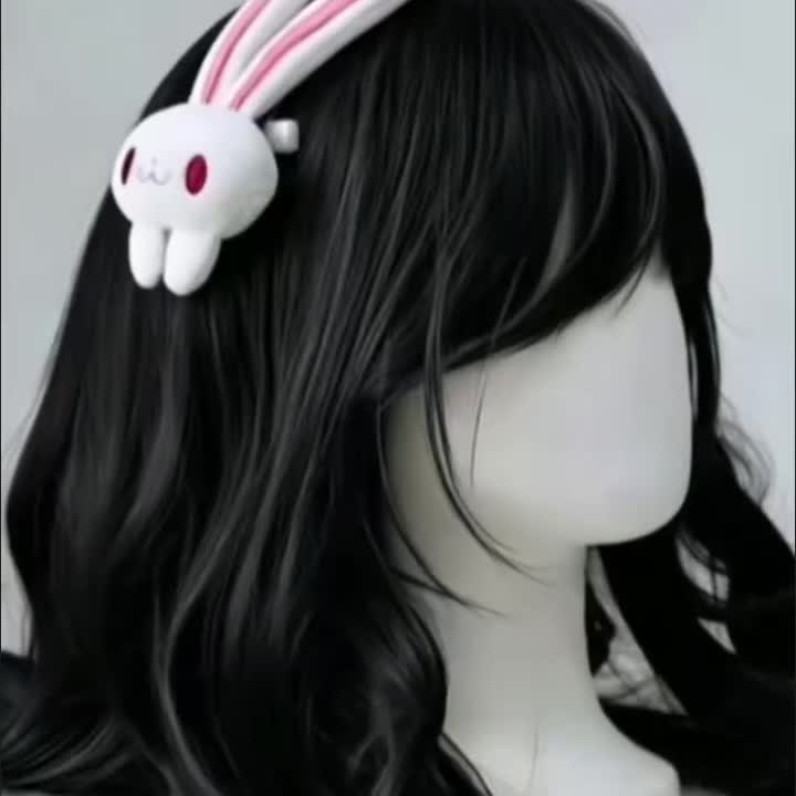 Cute Plush Bunny Headband JK Lolita Kawaii Hair Accessory 2-Piece Set