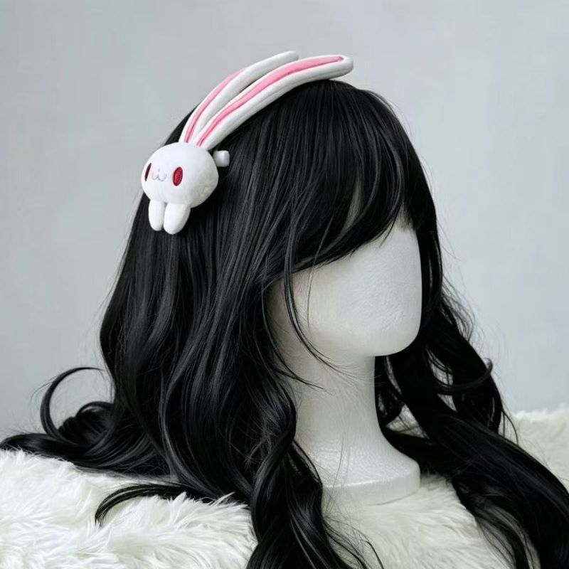 Cute Plush Bunny Headband JK Lolita Kawaii Hair Accessory 2-Piece Set