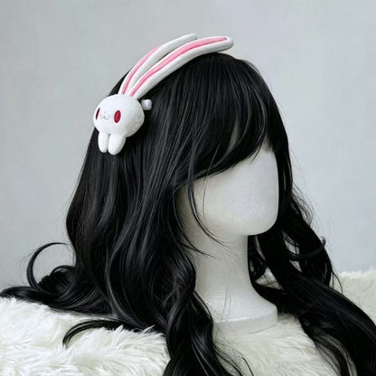 Cute Plush Bunny Headband JK Lolita Kawaii Hair Accessory 2-Piece Set