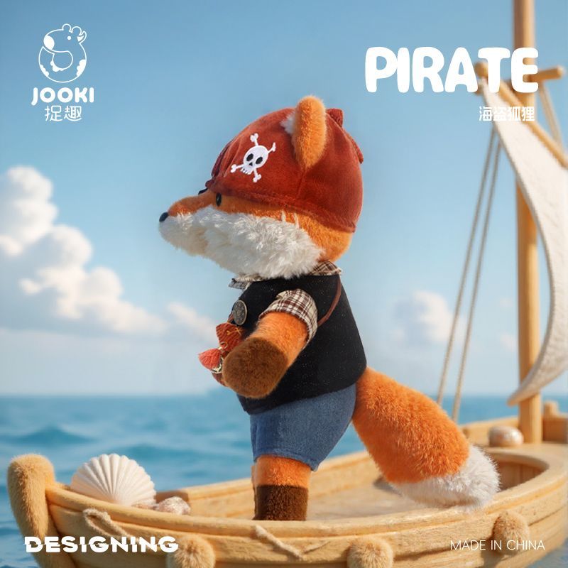 JOOKI Pirate Fox Plush Stuffed Animal Doll Kawaii Collectible Gift for Girls