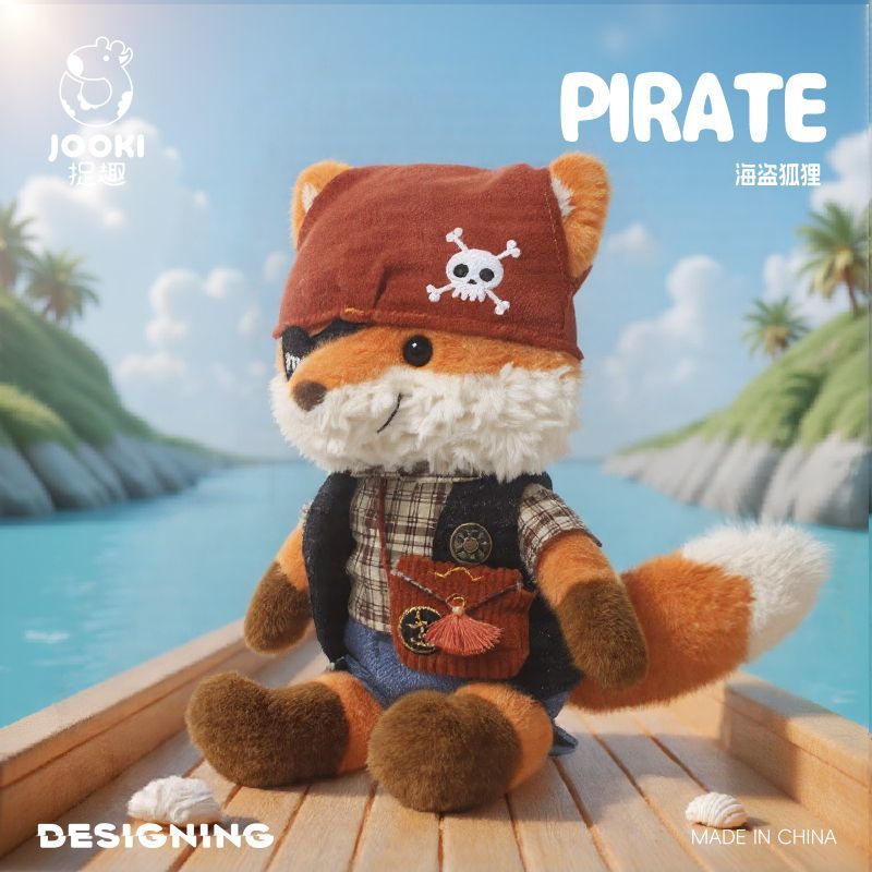 JOOKI Pirate Fox Plush Stuffed Animal Doll Kawaii Collectible Gift for Girls