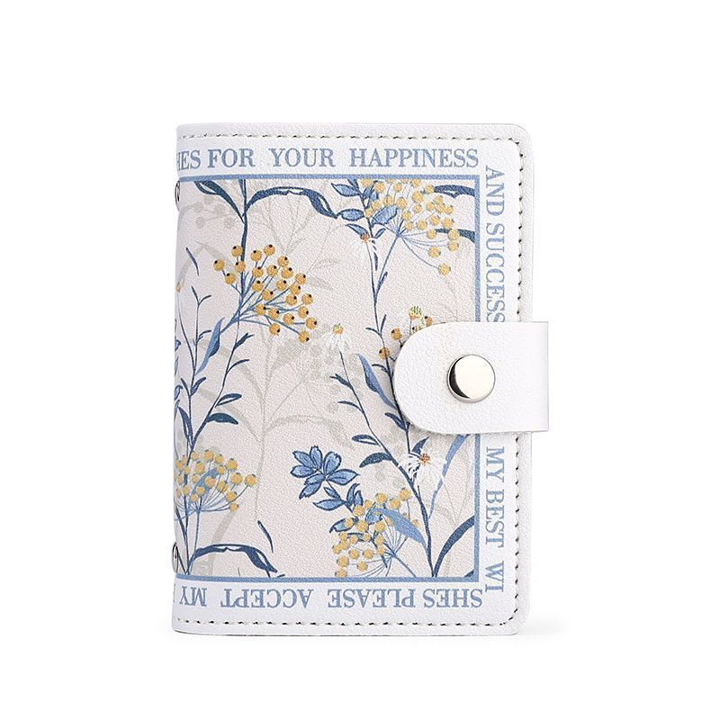 Floral Oil Painting Print Large Capacity Card Holder Wallet Anti-Demagnetization 20 Slots Snap Closure