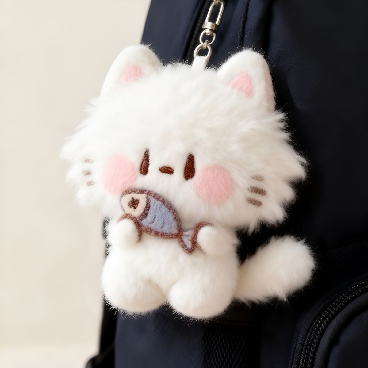 Cute Fluffy Cat Plush Keychain Bag Charm Backpack Pendant Accessory