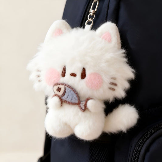 Cute Fluffy Cat Plush Keychain Bag Charm Backpack Pendant Accessory