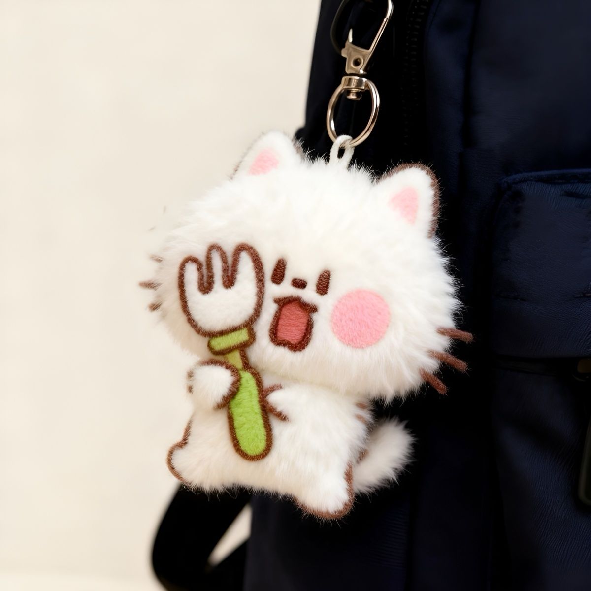 Cute Fluffy Cat Plush Keychain Bag Charm Backpack Pendant Accessory