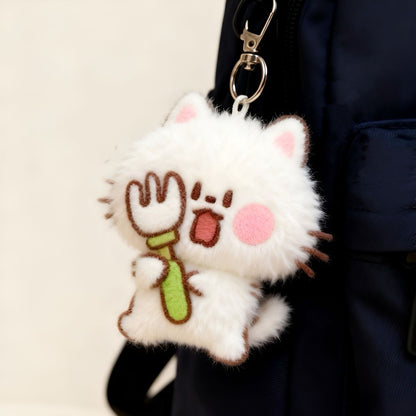 Cute Fluffy Cat Plush Keychain Bag Charm Backpack Pendant Accessory