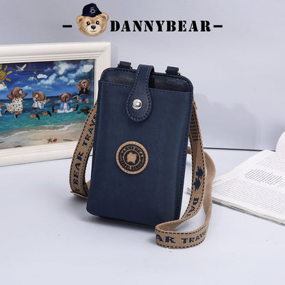 Danny Bear Mini Crossbody Phone Bag Canvas Casual Lightweight Unisex Purse