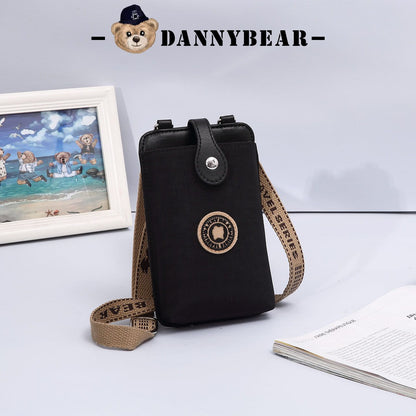 Danny Bear Mini Crossbody Phone Bag Canvas Casual Lightweight Unisex Purse