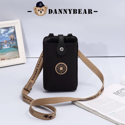 Danny Bear Mini Crossbody Phone Bag Canvas Casual Lightweight Unisex Purse